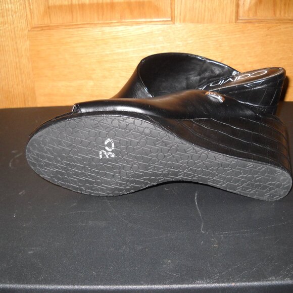 Calvin Klein WOMENS Black Wedge Slide Sandals - - SIZE 10 - Picture 2 of 4